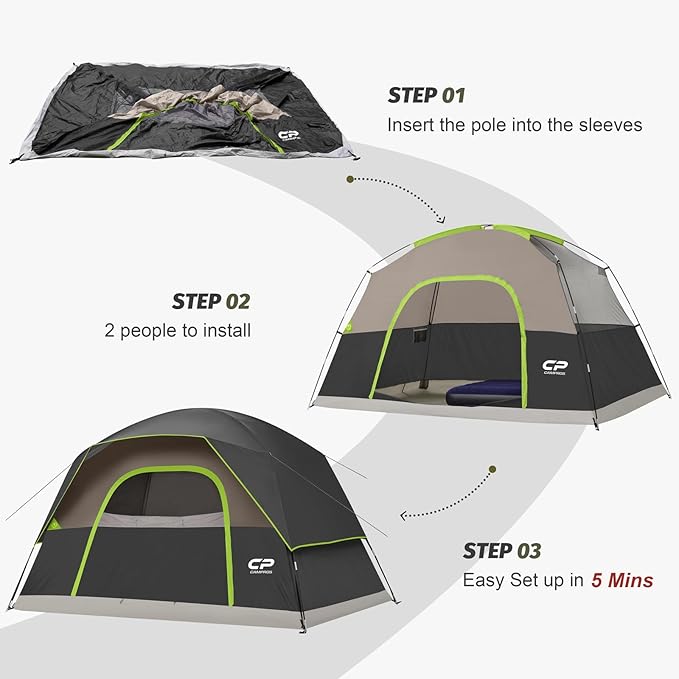 Tents for Camping 6 Person Tent Waterproof Windproof Double Layer Family Camping Tent, Easy Setup Dome Tent with Large Mesh Windows & Wider Door for Outdoor Camping & Hiking