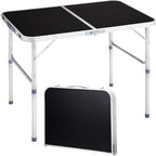 Outvita 3ft Portable Folding Camping Table, Outdoor Waterproof Adjustable Height Table, Aluminum Lightweight Suitcase Foldable Table for Picnic BBQ Beach Dining