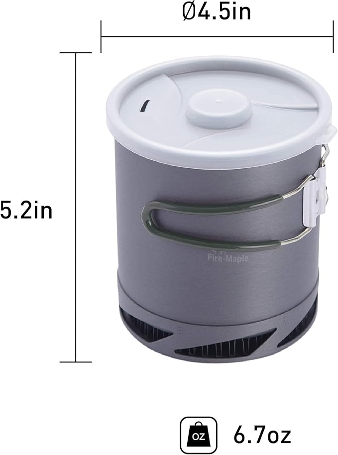 Fire-Maple Hard Anodised Aluminium Camping Pot with Folding Handle for Hiking Picnic with Heat Exchanger Cookware Camping Pans