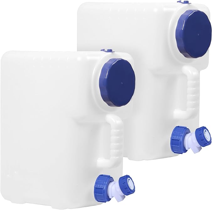 3.9 Gallon/15L Water Container with Spigot, Portable BPA Free Water Jug, Multifunction Water Tank for Camping Outdoor Hiking Picnic Supplies, Emergency Stroage, 2 Pack