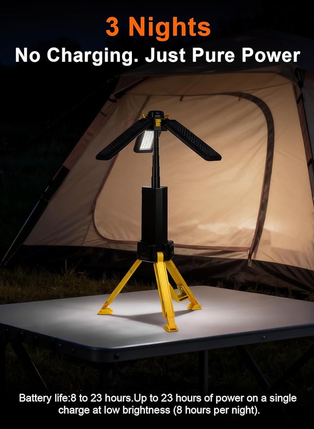 Rechargeable Telescopic Camping Light, 15000mAh Collapsible Lantern with 270° Rotation & Dimming, Portable Flashlight, Waterproof Tent Light for Outdoor Camping, Hiking, Barbecue, Fishing & Emergency