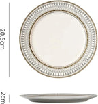 Camping Plates Ceramic Dinner Plate Snack Plate Fruit Plate Restaurant Western Food Plate Steak Plate Kitchen Restaurant Tableware Decorative Plate(20.5cm)