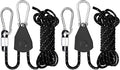 CONBOLA Camping Rope 1/8" Adjustable Rope Hanger & Pulley System with Metal Gear Heavy Duty Ratchet Tie Down Straps Camping Accessories for Tents, Tarps & Kayaks,Durable Paracord Rope for Grow Light.
