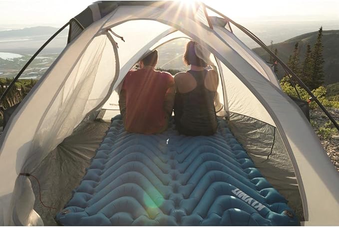 KLYMIT Double V Inflatable Sleeping Pad | Thick, Lightweight, Easy to Inflate, Foldable Air Bed Mattress for Camping & Backpacking