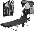 Backpack Beach Tanning Chair with UPF 50+ Canopy Sun Shade Face Hole, Folding Lounge Chair Reclining 6 Position for Adults Reading Sunbathing Outside Poolside Camping