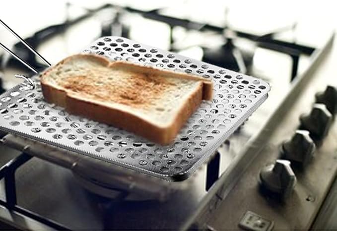 Ibili Foldable Tin Plate Stovetop Bread Toaster – Ideal for Home and Camping Use – for Gas Flames and Campfires – Compact and Portable Design – Made in Spain – 7.8 x 7.8 Inches