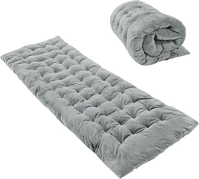 REDCAMP Folding Cot Pads for Sleeping Extra Thick, Soft Comfortable Velvet & Corduroy Cotton Camping Cot Mattress Pad for Backpacking Hiking, Black Blue Brown Grey 75x30 inches