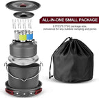 22pcs Camping Cookware Large Size Hanging Pot Pan Kettle with Base Cook Set 4 Cups Dishes Forks Spoons Kit for Camping Hiking