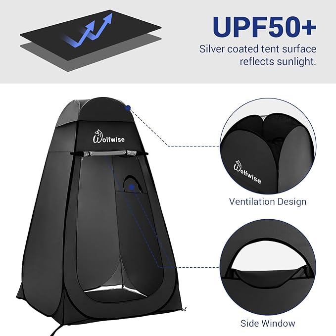 WolfWise Pop Up Changing Tent for Beach, Camping Portable Shower Tents, Outdoor Privacy Bathroom, Change Dressing Clothes Tent Pop Up Instant for Camp, Toilet, 6.2ft/6.6ft/6.9ft High