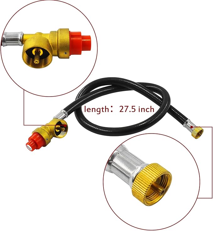 MENSI Fuel Propane Butane Gas Portable Camping Stove Replacement 27.5 Inch Regulator with Hose Convert to 1LB Disposal Bottle