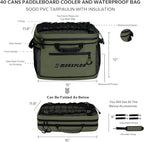 Waterproof PVC Material Paddleboard Cooler Deck Bag,40 cans Sup Deck Cooler Bag,Cooler Bag for Paddleboard,Lunch Box Cooler Insulated Bag,Camping Cooler Bag,Kayak Cooler Bag