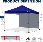 MASTERCANOPY Durable Pop-up Canopy Tent with 1 Sidewall (10'x10',Dark Blue)