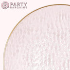PARTY BARGAINS 13-Inch Charger Plates - 8 Pack, Hammered Pink Gold Rim, Heavy-Duty Disposable Chargers for Elegant Dining - Ideal for Weddings and Formal Events
