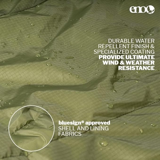 ENO Ember UnderQuilt - Protective and Warm Hammock Quilt with Recycled Synthetic Insulation - for Camping, Hiking, Backpacking, Festival, Travel, or The Beach - Evergreen