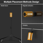 13200mAh Rechargeable Solar Work Light with Folding Stand and Carrying Bag, AODOO 8000 Lumen Stepless Dimmable , White/Warm/Nature White/RED(SOS) with Detachable Tripod (Orange(Tripod with Pulley))