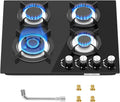 Gas Stove Top 4 Burner, Propane Gas Cooktop, LPG/NG Dual Fuel Convertible Stove Top with Thermocouple Protection, Built-in/Countertop