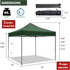 Pop up Canopy Tent with Awning Easy up Canopy with Wheel Bag Heavy Duty Waterproof Canopy Commercial Gazebo Tent for Outdoors Parties Vendors