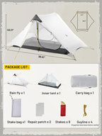 LANSHAN 2 Person Ultralight Backpacking Tent White with 2-Person Tent Footprint
