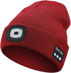 Bluetooth Beanie with Light, USB Rechargeable LED Headlamp Winter Hat, Men Women Valentine's Day Gifts
