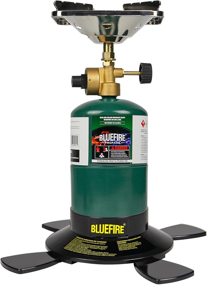 BLUEFIRE Dual-Use Camping & Brazing Fuel Gas Cylinder Stand Star Shape Bottle Base Propane MAPP MAP PRO Canister Stabilizer, Accessory for Portable Welding Torch Burner Stove,Bottle not Included