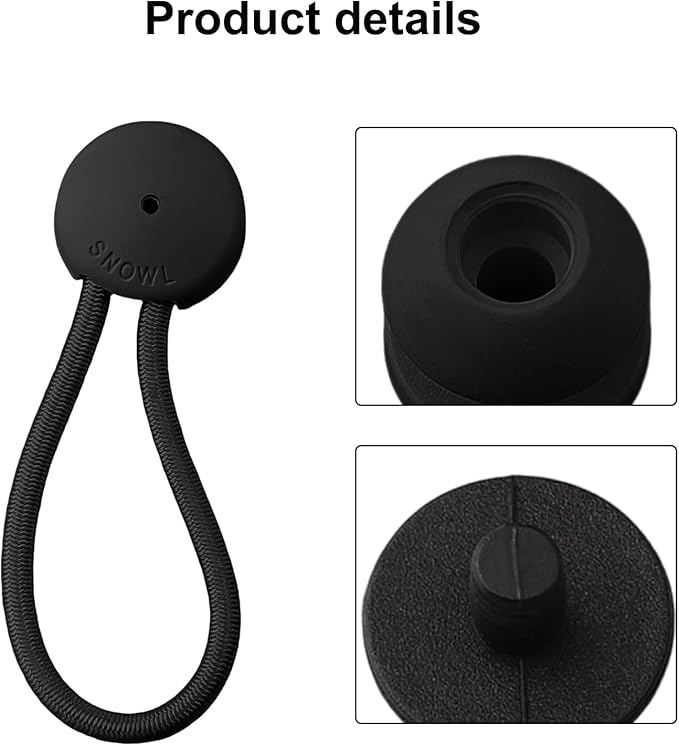 5 PCS Bungee Shock Cord Clip with Knobs, Pull Tie Down Tarp Canvas Knobs for Camping Tents Cargo Pool Awning Car Cover Holding Wire Hoses(Black)