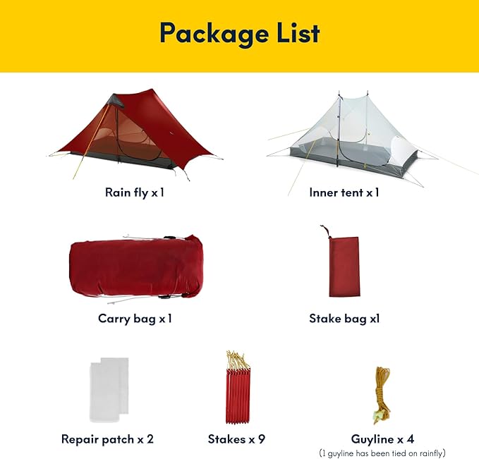 LANSHAN Ultralight Tent 3-Season Backpacking Tent for 1-Person or 2-Person Camping, Trekking, Kayaking, Climbing, Hiking