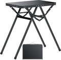 JiGiU Folding Camping Table Height Adjustable Aluminum Alloy Foldable Pinic Table 180lbs Capacity with Handle Stable Triangle Feet for Outdoor Indoor Hiking Camp BBQ Beach (Black, MDF Tabletop)
