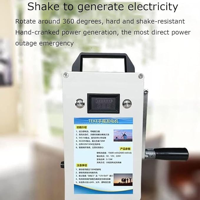 NYMFEA Manual Emergency Power Generator, Portable Hand Crank Generator, USB 5V Fast Charge Output, for Camping, RV Travel, Home, High Conversion Rate