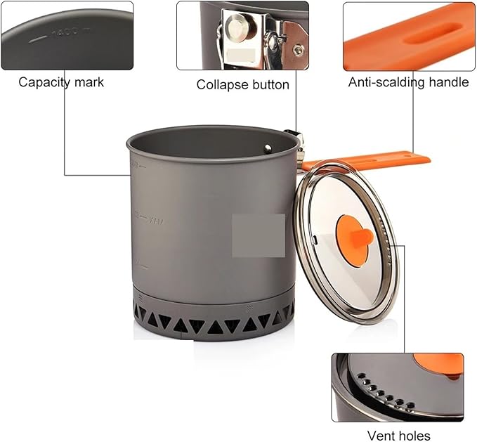 Tableware,Compatible for Camping 1.6L Pot Tourist Dishes Tourism Hiking Picnic Cooking Supplies Equipment Cookware Trekking