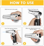 TBTEEK Butane Torch, Kitchen Torch Cooking Torch with Safety Lock & Adjustable Flame for Cooking, BBQ, Baking, Brulee, Creme, DIY Soldering(Butane Not Included)