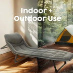 Camping Cot Portable Folding Bed for Adults 6 Position Adjustable Cot Recliner Chair with Pillow Heavy Duty Steel Frame Camping Office Nap Indoor Outdoor Use (Large(74in))