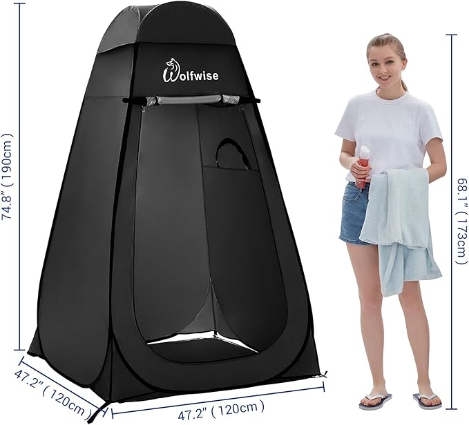 WolfWise Pop Up Changing Tent for Beach, Camping Portable Shower Tents, Outdoor Privacy Bathroom, Change Dressing Clothes Tent Pop Up Instant for Camp, Toilet, 6.2ft/6.6ft/6.9ft High