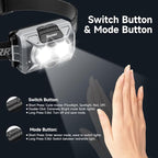 F8 Headlamp Rechargeable, 800 Lumen Super Bright LED Head Lamp, IP67 Waterproof with Motion Sensor and Red Light, AAA Battery Compatible for Work, Camping, Hiking, Running