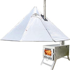 DANCHEL OUTDOOR Backpacking Hot Tent w/Stove Jack, Portable Tipi Tent with T6 Titanium Folding Wood Stove for 1-4 Person Winter Camping Hunting,3m/4m