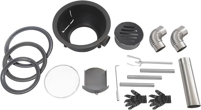 Wood Burning Stove Portable Camping Rocket Stove for Outdoor Cooking Removable Iron Firewood Stove with Grill Rack Charcoal Grill Tent Stoves for Backpacking Hiking (17in-3 Wok Rings-3)