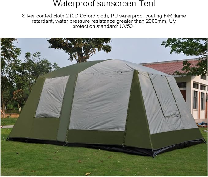 Outdoor Tents Sun Shelter 6-10 Persons Tents for Camping,2 Bedroom Family Tent Cabin Tent, Outdoor Picnic Tent,Waterproof, Portable with Carry Bag