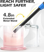 NEON Lighter, Refillable Butane Candle Lighter, 12 Pack Multi-Purpose Reusable Lighters with Long Metal Wand and Adjustable Soft Flame for BBQ, Grill, Stove, Camping, Hiking, Fireplaces, Kitchen