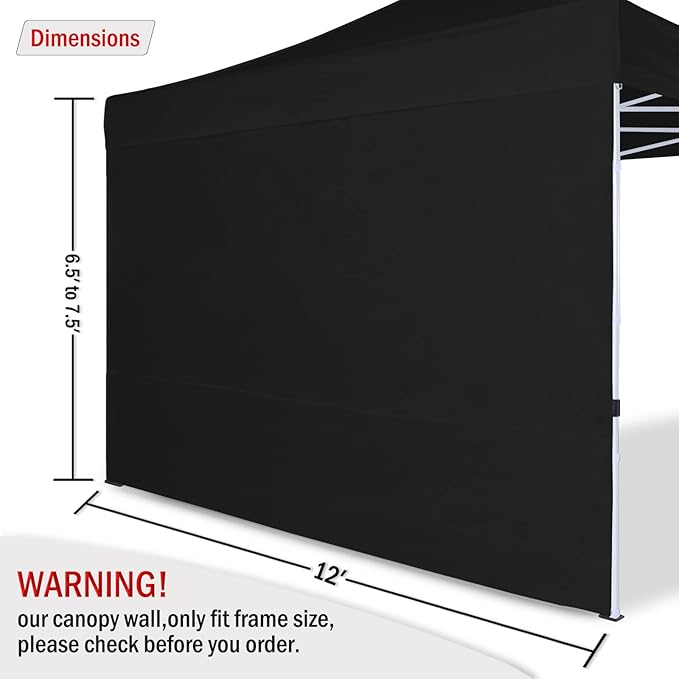 COOSHADE Instant Canopy SunWall 12x12 Canopy SideWall for Pop up Canopy Tent, 1 Pack Sidewall Only, Black