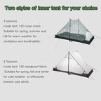 3F UL GEAR Blue Mountain 1/2Person Camping Poleless Tent, 3/4Seasons Waterproof Tent, Easy Set Up Hiking, Backpacking Silicon Coated Tent Shelter
