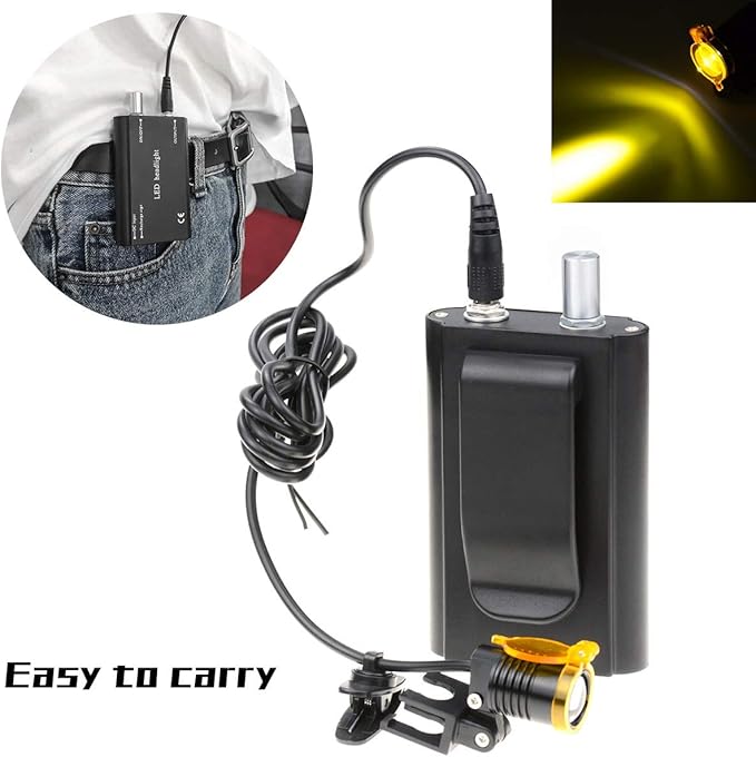 3W Portable Plastic Blet Clip Headlight,Headlamp for Binocular Loupe with Premium Bag (Black), RA-004WGS