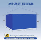 CROWN SHADES 12x12 Canopy Sidewalls (4pck) - Side Walls 12x12, Sidewalls for Canopy - Tent Accessories, Blue