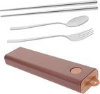 2 Sets Fork Spoon Chopsticks Travel Cutlery Serving Utensils Stainless Steel Travel Set Utensil Set Lunch Utensil Set Chopsticks and Spoon Set Student Portable Chopstick Rest