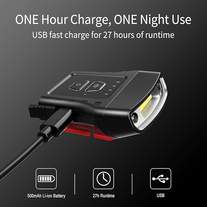 klarus HC3 2pcs Rechargeable Motion Sensor Cap Visor Light - 100 Lumens COB LED Clip on Hat Light - Headlamp Flashlight with Red Light for Fishing Running Camping Reading