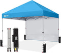 CROWN SHADES 8x8 Pop Up Canopy with 1 Side Wall - Beach Tent with One Push Setup - Outdoor Sun Shade for Events, Parties, Camping - Gazebo with STO-N-Go Cover Bag (Sky Blue)