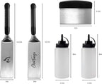 Blackstone Griddle Spatula Set 5-Piece - Heavy Duty 3mm Stainless Steel BBQ Tools with Scraper & Oil Bottles - Professional Griddle Accessories for Blackstone/Camp Chef/Hibachi/Camping Grill