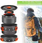 Camping Cookware Kit Outdoor Aluminum Cooking Set Water Kettle Pan Pot Travelling Hiking Picnic BBQ Tableware Equipment Camping