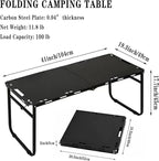 SoloWilder Foldable Camping Table with Gas Struts 3'5" Carbon Steel Large Outdoor Portable Table 11.8lb for Hiking, BBQ, Picnic
