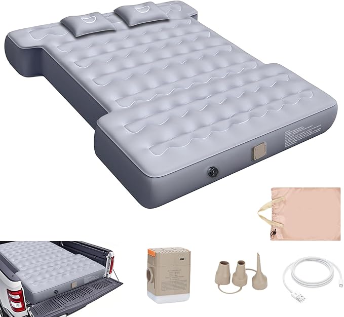 Customized for Ram Truck Bed Mattress 6.4Ft, Self-Inflating Portable Pickup Air Mattress, Ram Truck Camping Mattress with Cordless Air Pump, Ram 1500 2500 3500 Accessories 2025-2018