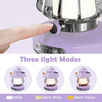 Kids Lantern with 3 Color Light & USB-C Rechargeable, Dimmable Camping Night Light for Children, Safe & Durable ABS Plastic Toddler Flashlight for Bedroom, Tent, Emergency (Purple)