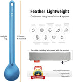 TiTo Titanium Long Handle Spork and Spoon Eco-Friendly Ultralight Portabale Flatware for Outdoor Camping Backpacking Hiking Travel Picnic Tableware with Bag (Bright Blue Spoon)